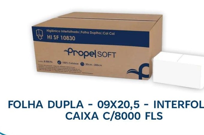 Folha Dupla 9x20,5 Interfolha — Caixa 8.000 fls (HI SF 10830)